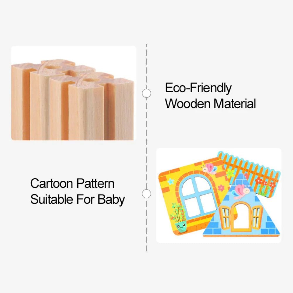 Wooden Castle Building Blocks Set - Kids Toys