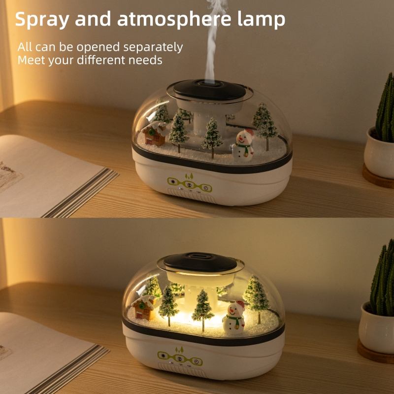 Snow Globe Aroma Diffuser Snowman & Pine Tree Landscape Humidifier