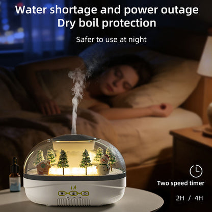 Snow Globe Aroma Diffuser Snowman & Pine Tree Landscape Humidifier
