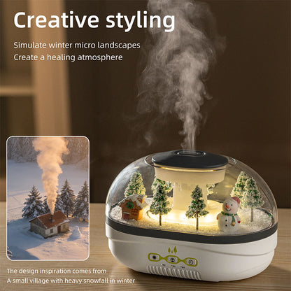 Snow Globe Aroma Diffuser Snowman & Pine Tree Landscape Humidifier