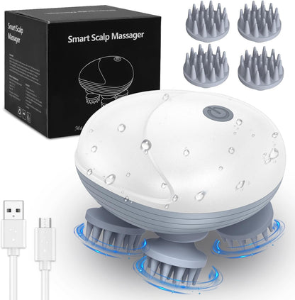 Smart Electric Scalp Head Massager with Replaceable Heads
