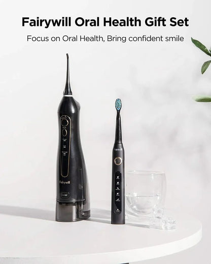 Fairywill Cordless Water Flosser & Electric Sonic Toothbrush Set SADILUX