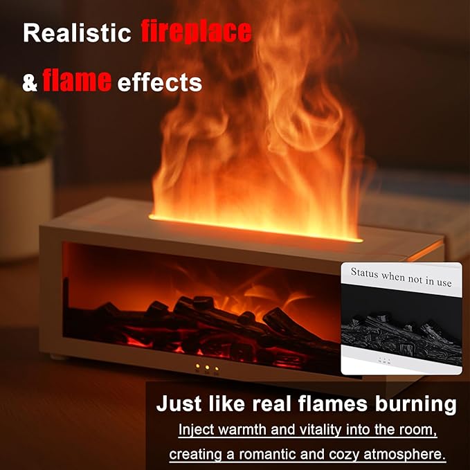 Flame Aroma Diffuser Ultrasonic Essential Oil Diffuser with Realistic LED