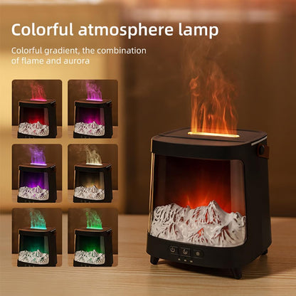 Volcano Flame Aroma LED Fireplace Oil Humidifier with Color Lights