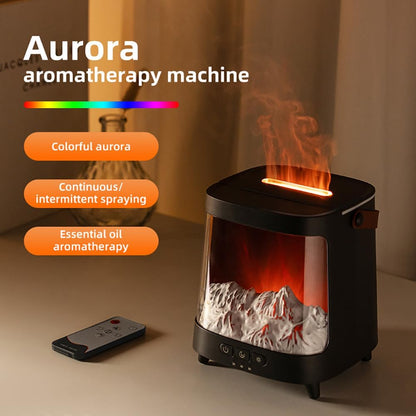 Volcano Flame Aroma LED Fireplace Oil Humidifier with Color Lights