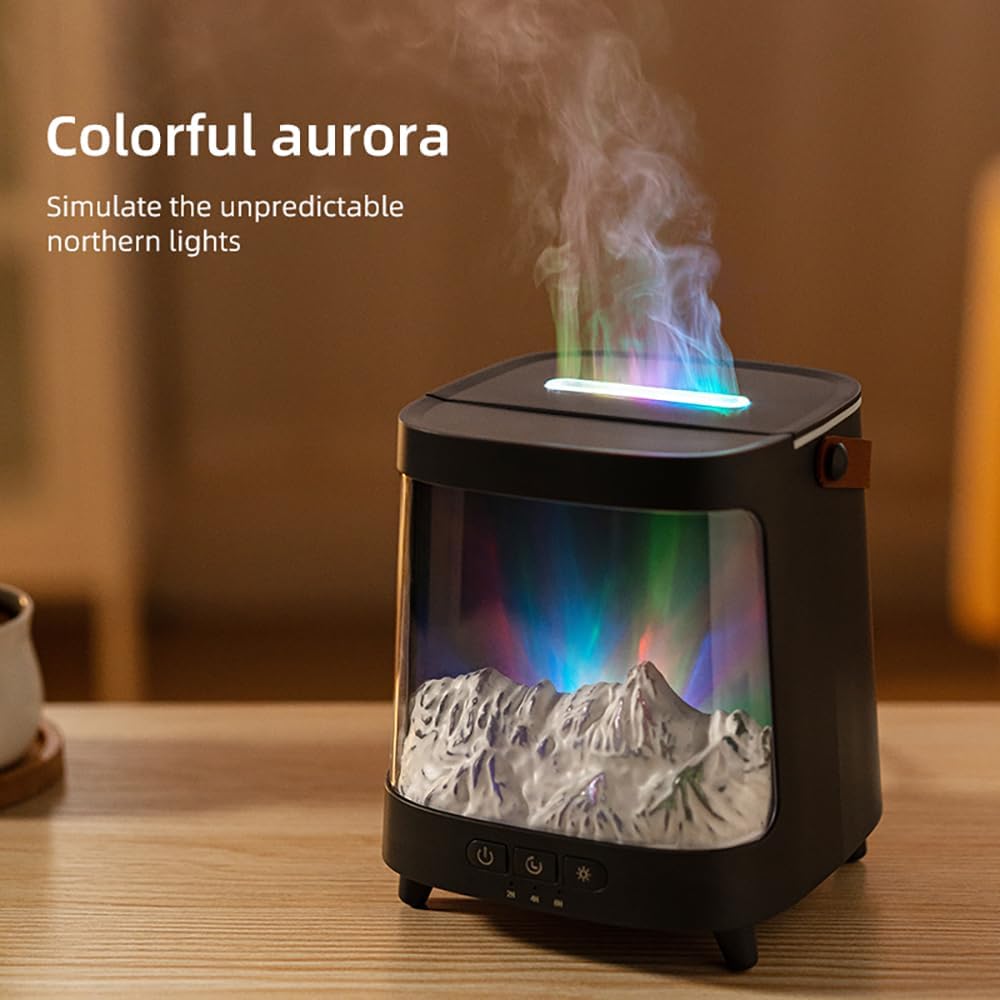 Volcano Flame Aroma LED Fireplace Oil Humidifier with Color Lights