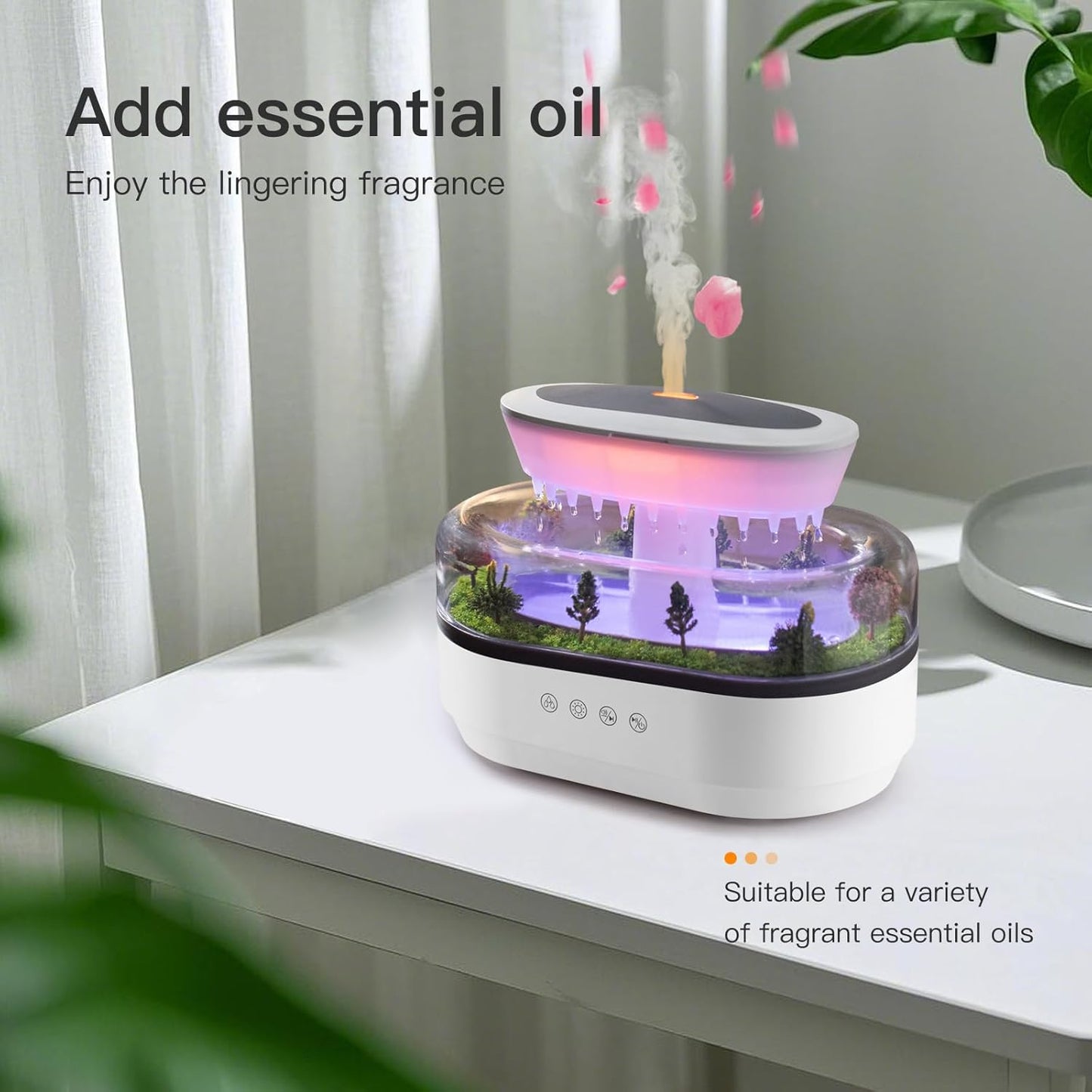 Essential Oil Diffuser with Raindrop Sound LED Light & Music