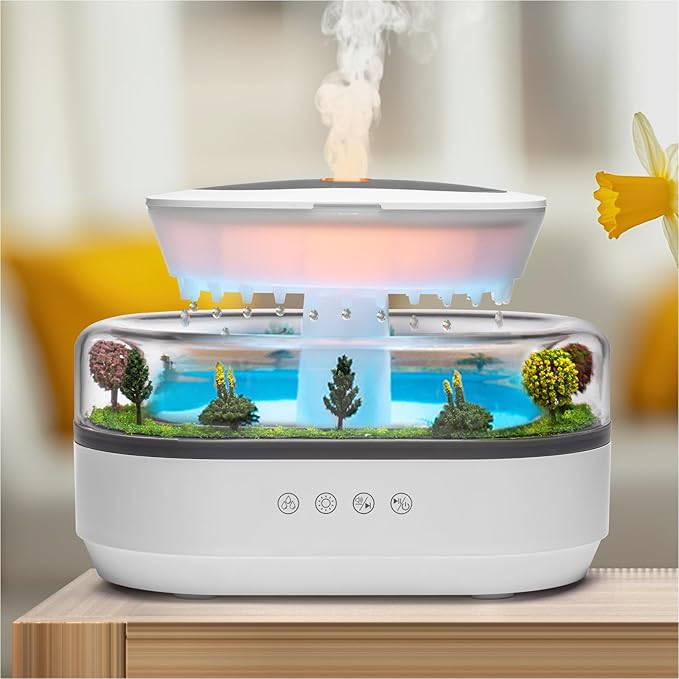Essential Oil Diffuser with Raindrop Sound LED Light & Music
