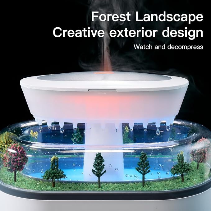 Essential Oil Diffuser with Raindrop Sound LED Light & Music