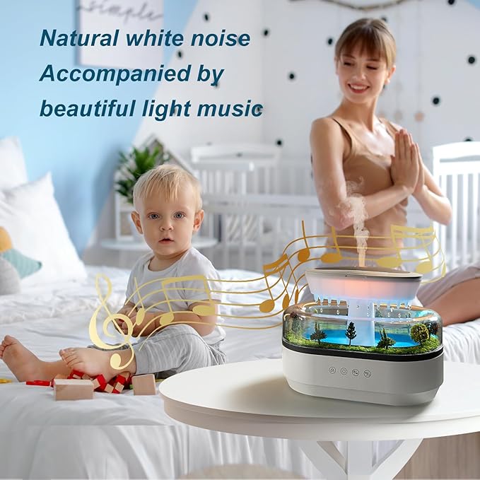 Essential Oil Diffuser with Raindrop Sound LED Light & Music