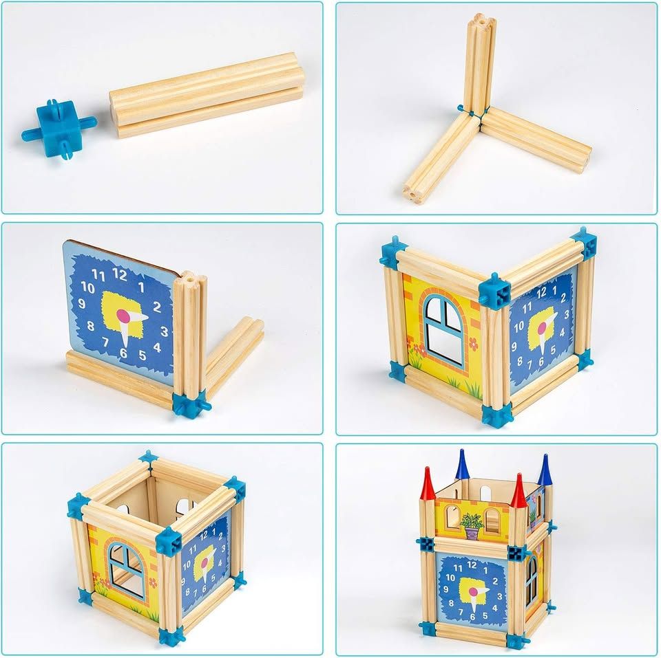 Wooden Castle Building Blocks Set - Kids Toys