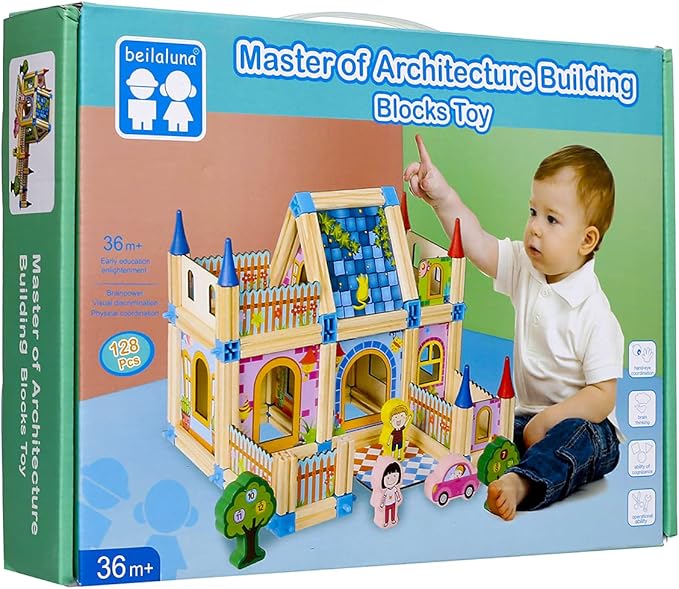 Wooden Castle Building Blocks Set - Kids Toys