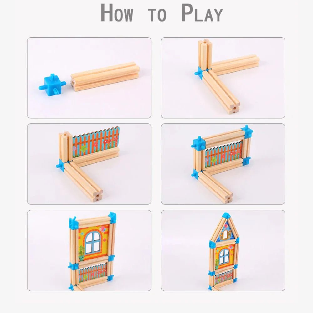 Wooden Castle Building Blocks Set - Kids Toys